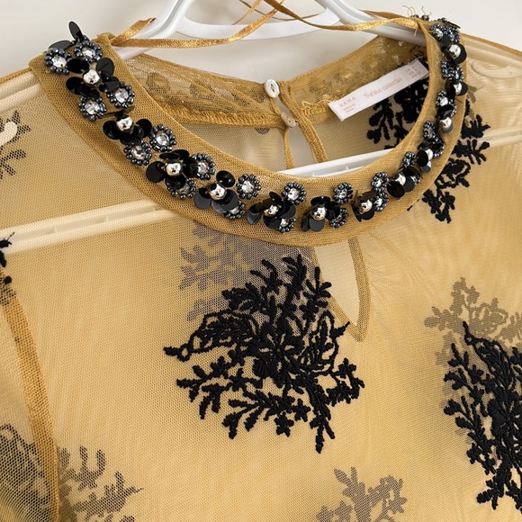 Zara sheer tunic with black embroidered detail - Picture 3 of 5